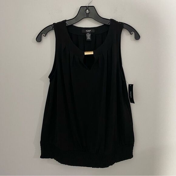 Alfani Women’s Scoop Neck Keyhole Opening Sleeveless Black Blouse size S - Picture 1 of 3